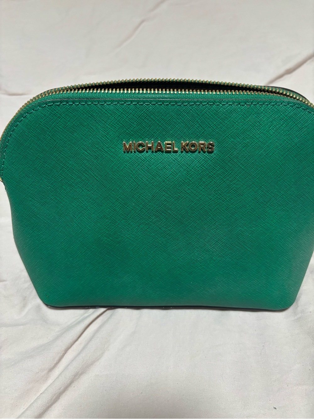 Michael Kors Green Saffiano Crossbody Pouch with Gold Hardware